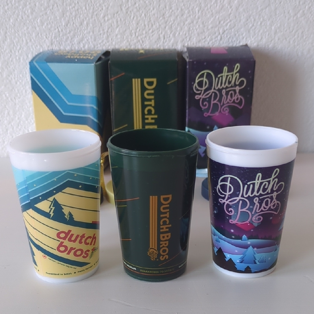 Set of 3 Dutch Bros Festive Holiday Plastic Ornament Cups - Picture 3 of 11